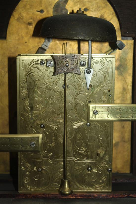 James Robinson, London. A George III ebonised pear wood bracket clock, 20.5in.